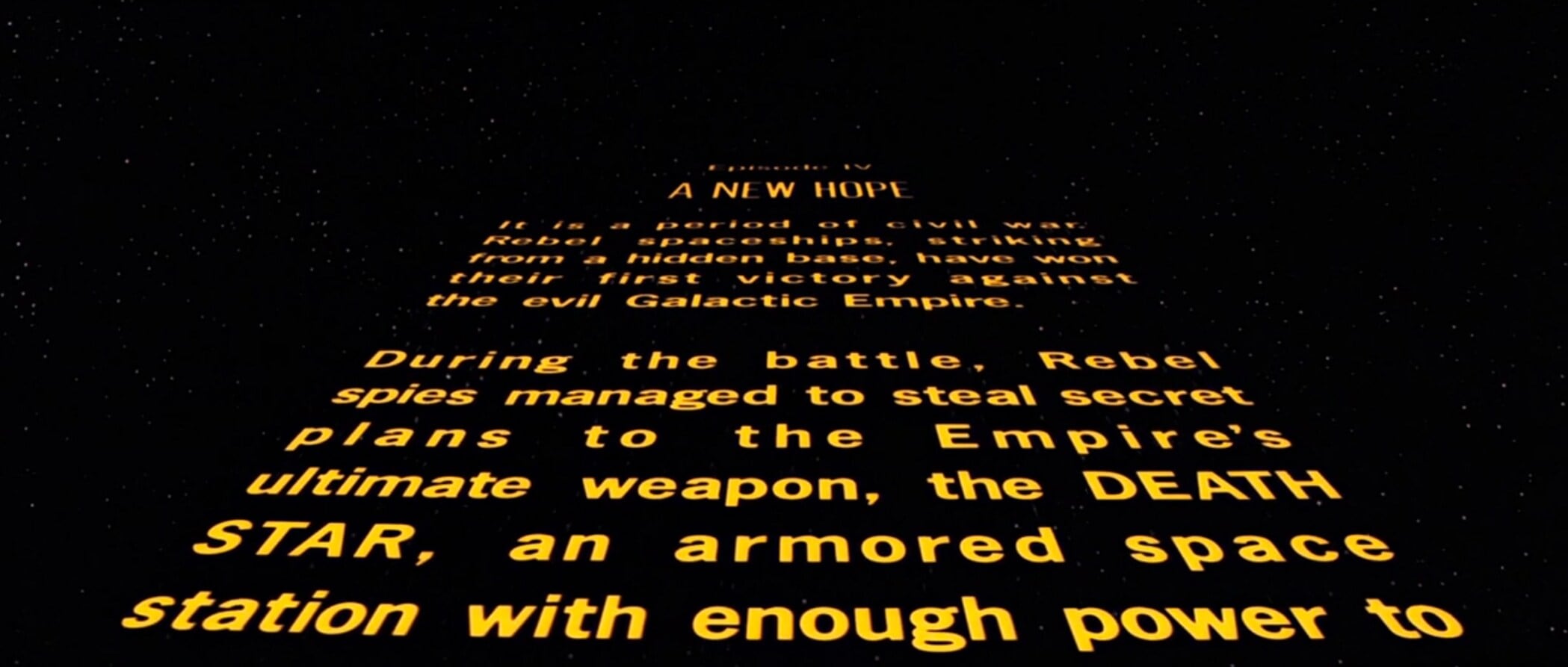Star Wars: A New Hope title crawl using Franklin Gothic